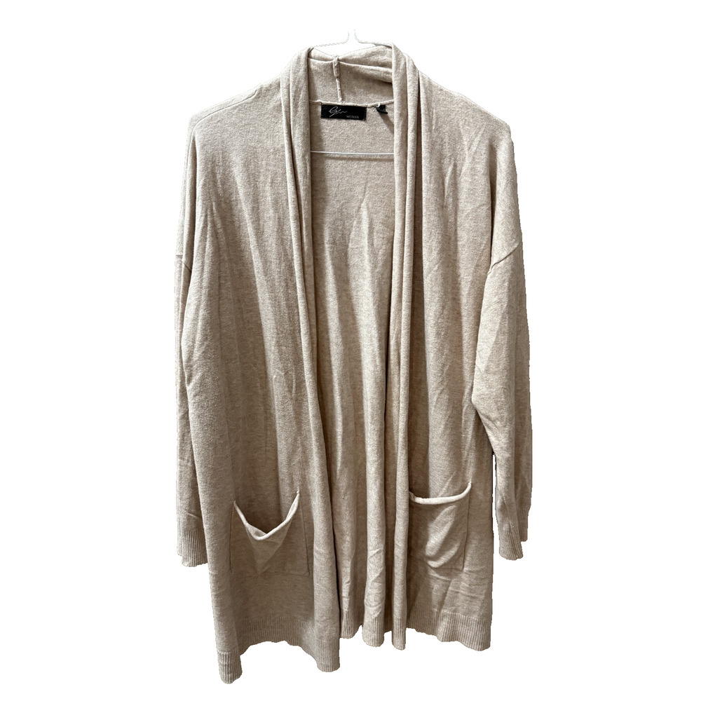 2X Womens Tunic Cardigan Taupe Lagenlook Classic Essential Spring Travel Slouchy